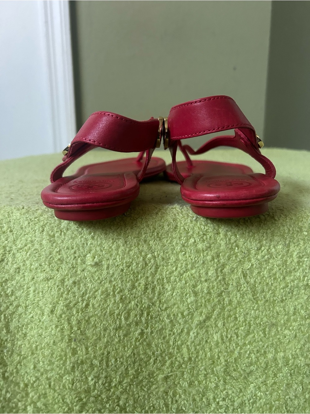Tory Burch Red Leather Slingback Thong Sandals Sz 8 - Picture 6 of 13